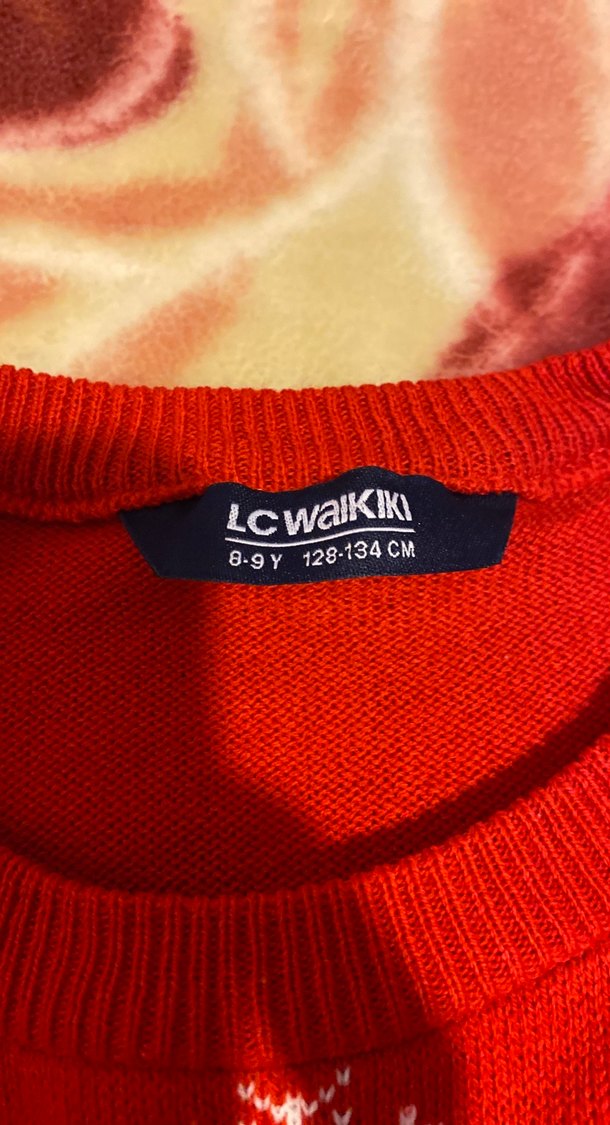 Erkek Çocuk Gri Kot Pantolon ve Kırmızı Desenli Kazak - Görsel 5