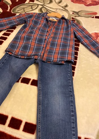 Koton marka kot pantolon & kareli gömlek takım - Görsel 7