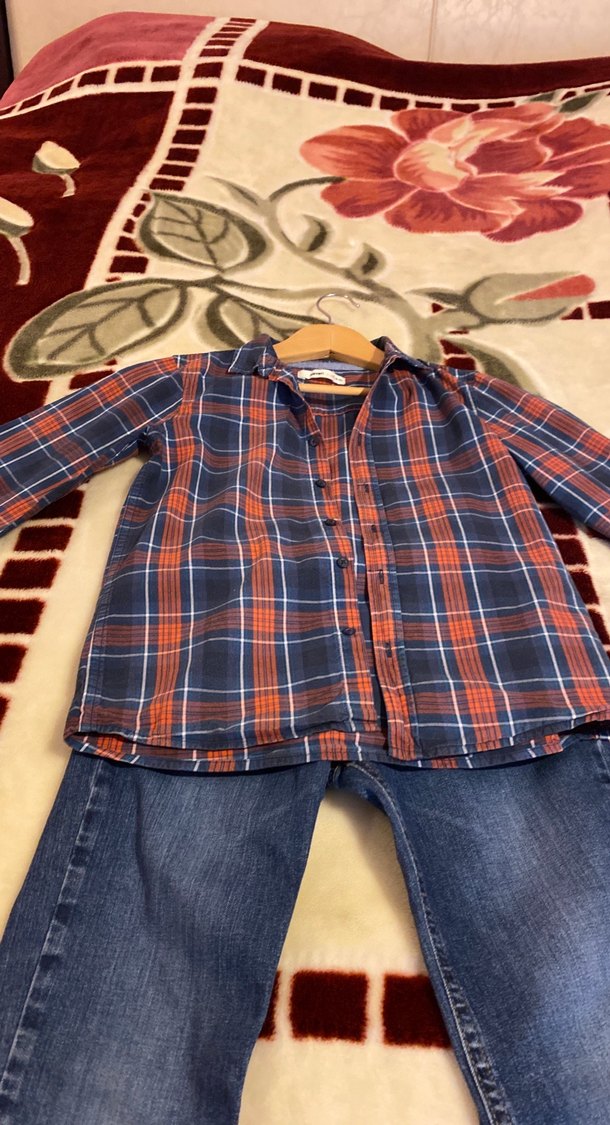 Koton marka kot pantolon & kareli gömlek takım - Görsel 4