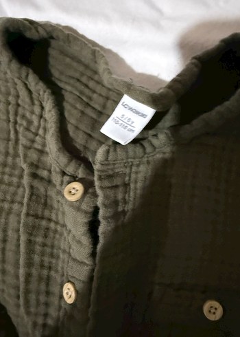 Düğmeli Kısa Kollu Erkek Bebek müslin Tulum - Görsel 2