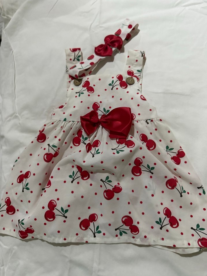 Kız Çocuk Sarı Desenli Fırfırlı Elbise - Görsel 2