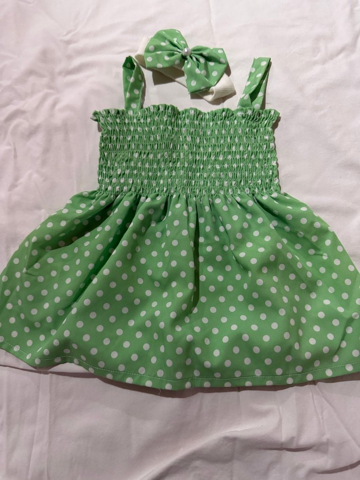 Kız Çocuk Sarı Desenli Fırfırlı Elbise - Görsel 4