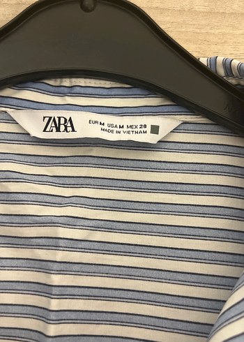 m Beden mavi Renk Kadın Mavi Çizgili Kısa Kollu Gömlek