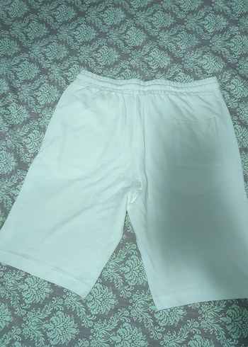 Beyaz Erkek Bermuda Şort Örme Kumaş - Görsel 5