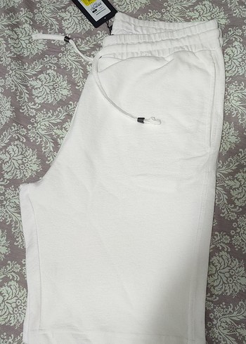 Beyaz Erkek Bermuda Şort Örme Kumaş - Görsel 2