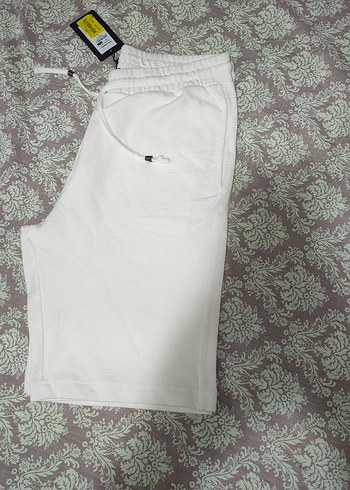 Beyaz Erkek Bermuda Şort Örme Kumaş - Görsel 4