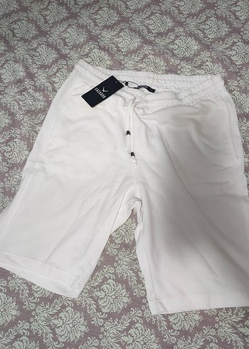 Beyaz Erkek Bermuda Şort Örme Kumaş - Görsel 3