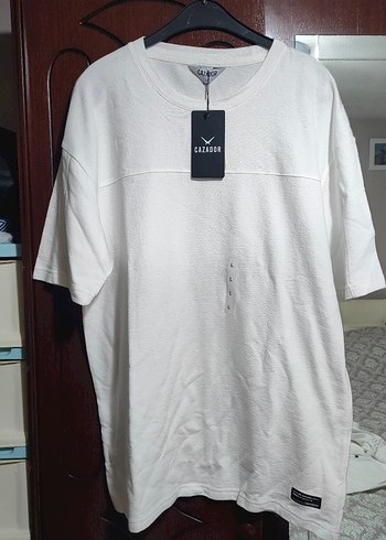 Cazador Beyaz Erkek Oversize Tişört Örme kumaş - Görsel 2