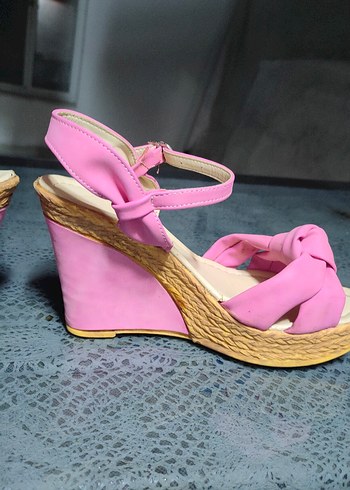 Pembe Kadın Dolgu Topuklu - Görsel 5