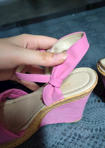 Pembe Kadın Dolgu Topuklu - Görsel 7