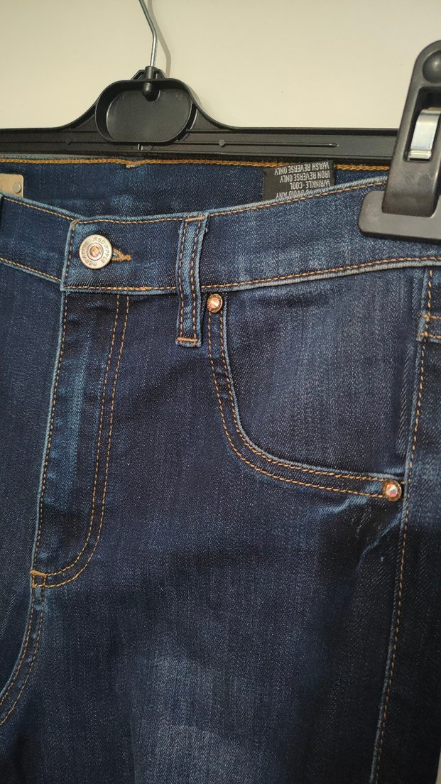 Kadın Lacivert Yırtık Denim Pantolon - Görsel 3