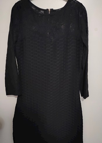 Dantel Detaylı Siyah Mini Elbise - Görsel 8