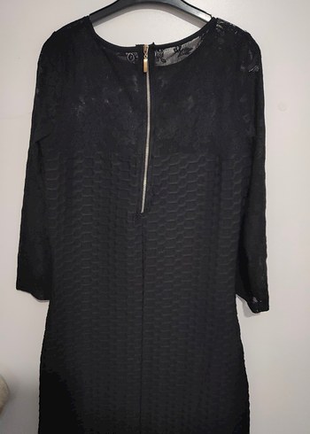 Dantel Detaylı Siyah Mini Elbise - Görsel 6