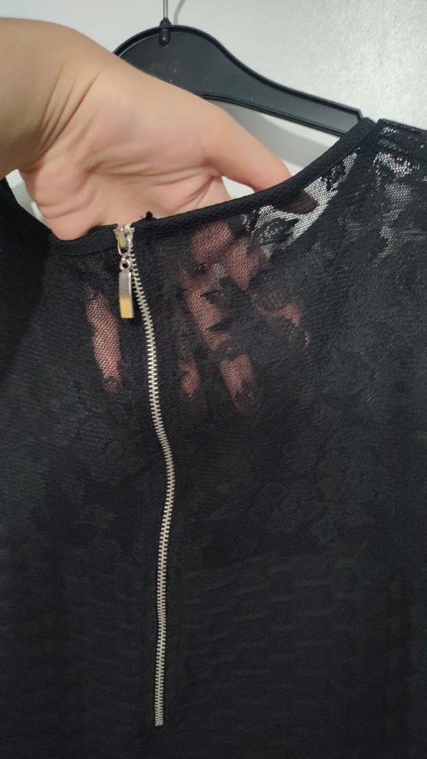 Dantel Detaylı Siyah Mini Elbise - Görsel 5