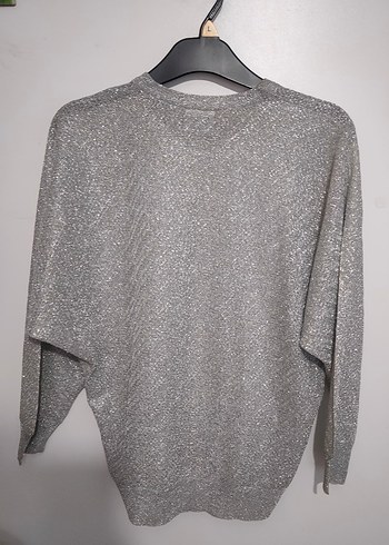 Gri Simli Kadın Uzun Kollu Kazak - Görsel 5