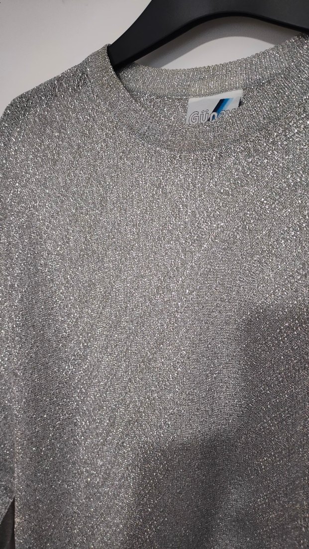 Gri Simli Kadın Uzun Kollu Kazak - Görsel 3