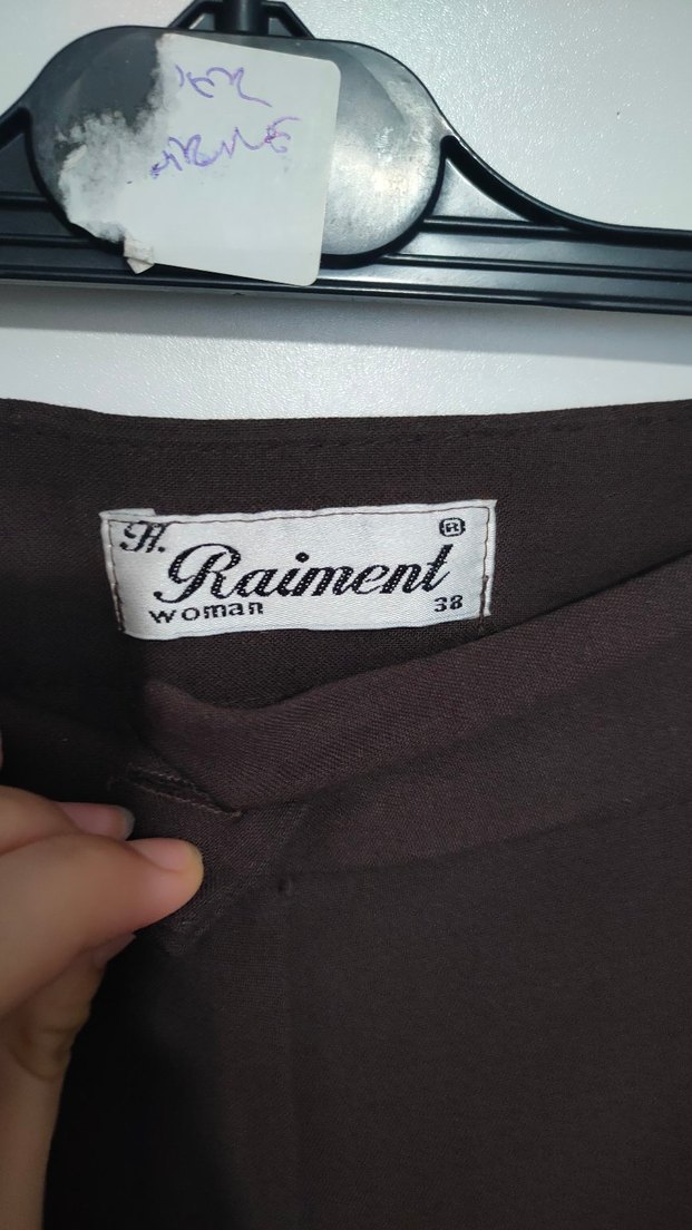 Kahverengi Kumaş Düz Bol Kesim Pantolon - Görsel 3