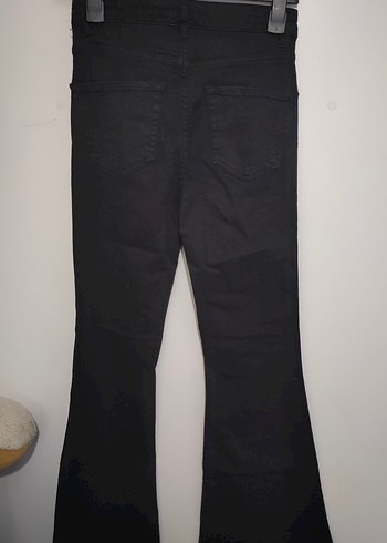 Siyah İspanyol Paça Kadın Kot Pantolon - Görsel 6