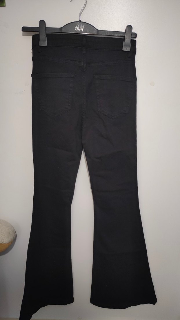 Siyah İspanyol Paça Kadın Kot Pantolon - Görsel 5