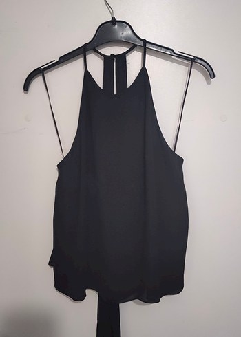 Siyah İpli Halter Yaka Bel Detaylı Bluz - Görsel 2