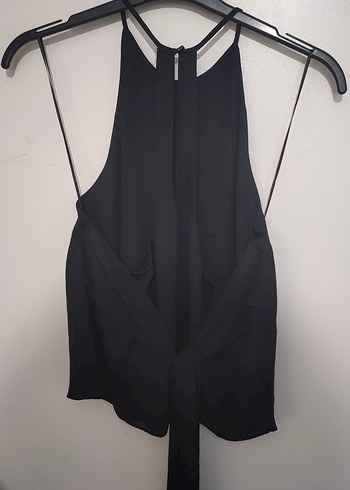 Siyah İpli Halter Yaka Bel Detaylı Bluz - Görsel 3