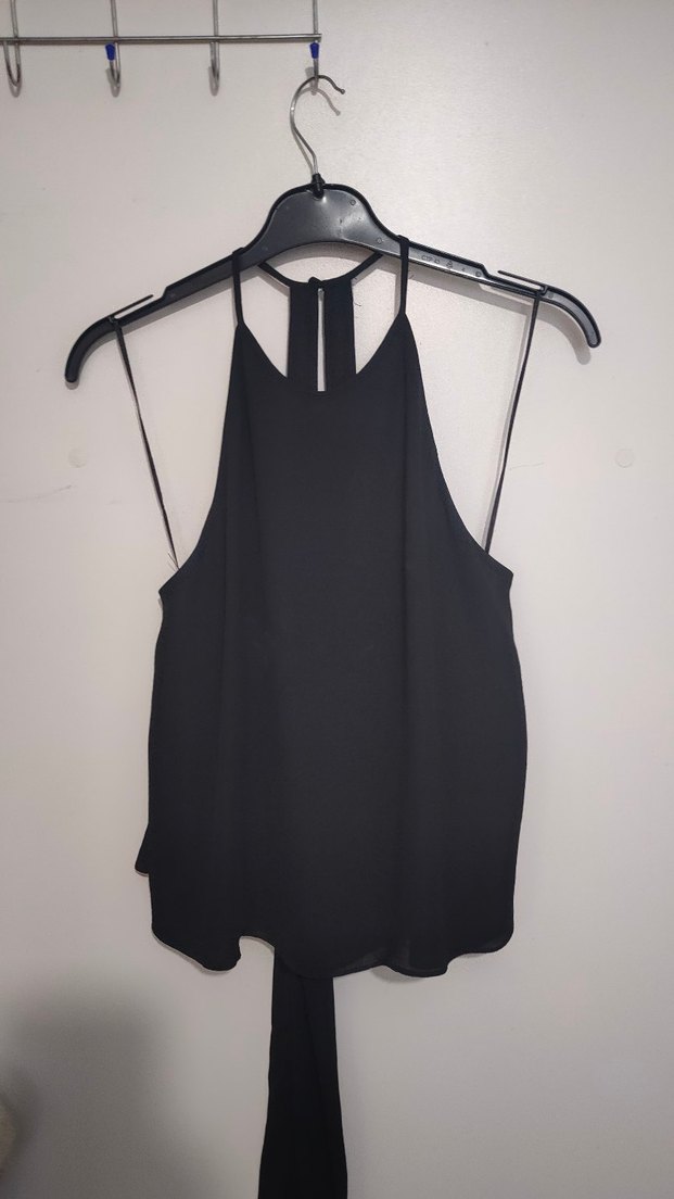 Siyah İpli Halter Yaka Bel Detaylı Bluz - Görsel 2