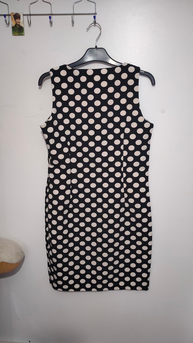 Dantel Detaylı Siyah Puantiyeli Kısa Elbise - Görsel 5