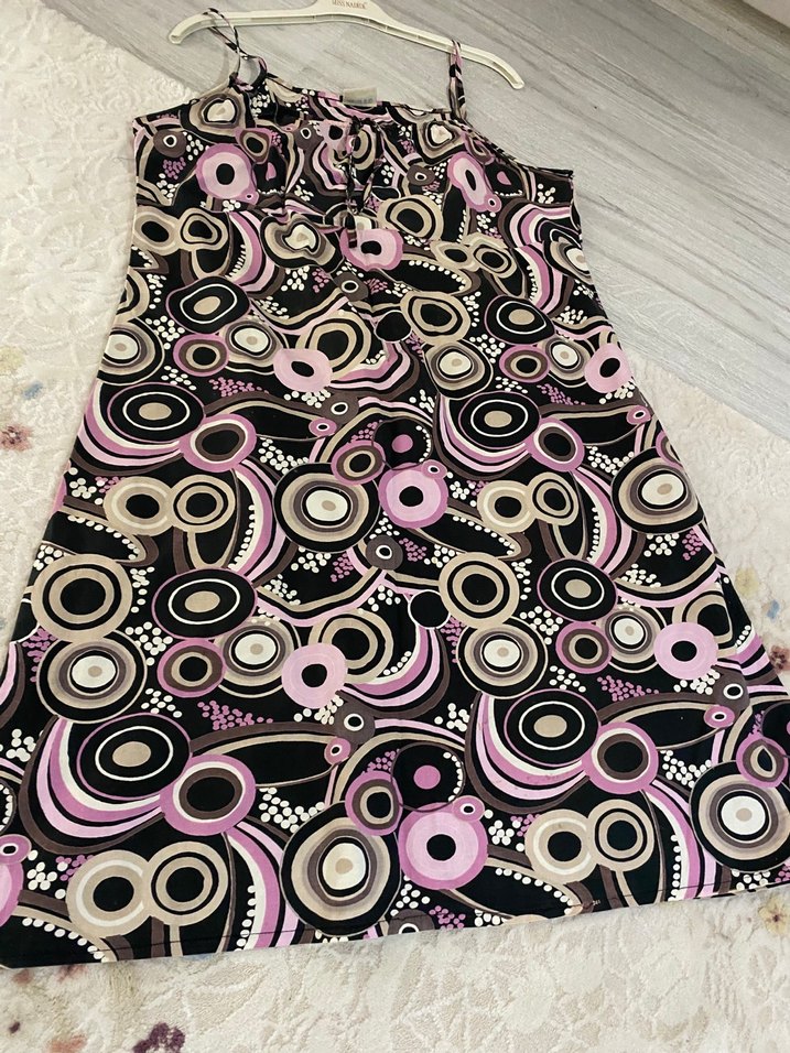 Bohem Çok Renkli Uzun Askılı Elbise - Görsel 2