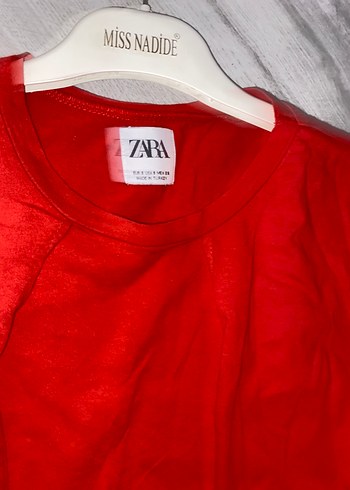 Zara Kısa Kollu Uzun Kırmızı Kadın tişört S beden arkası uzun model