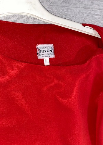 Parlak Kırmızı Uzun Drapeli Kadın Abiye Elbise 44 beden - Görsel 3