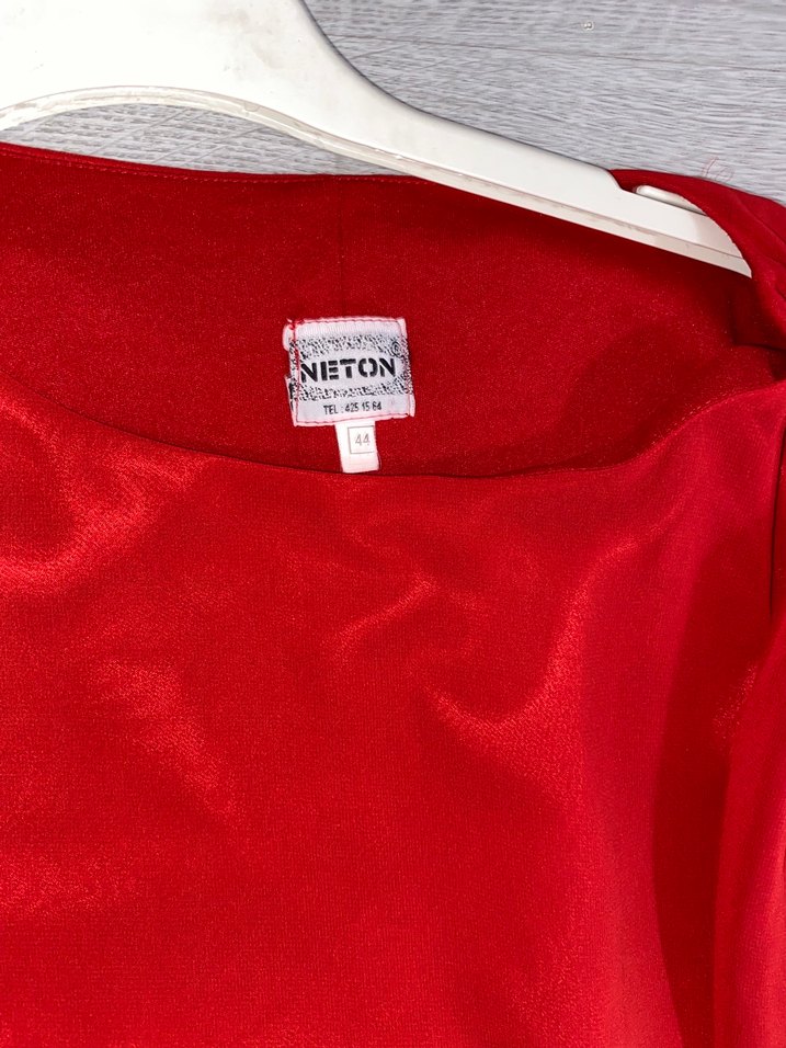 Parlak Kırmızı Uzun Drapeli Kadın Abiye Elbise 44 beden - Görsel 3