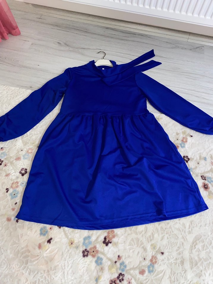 Uzun Kollu Mavi Bohem kadın Elbise L beden - Görsel 2