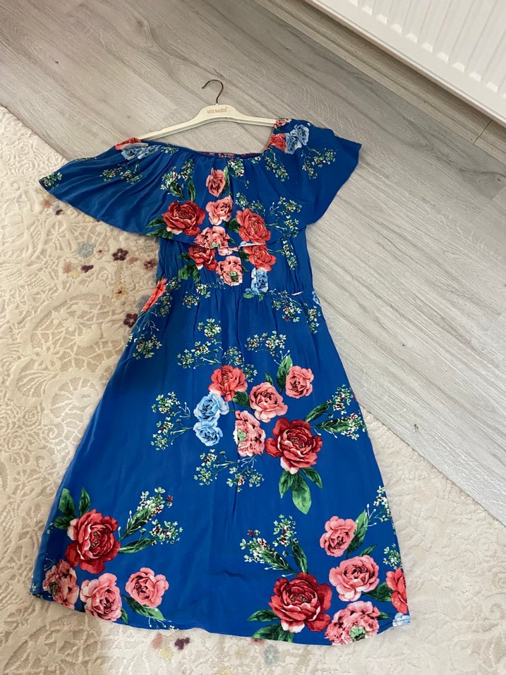 Çiçek Desenli Uzun Bohem Elbise - Görsel 3