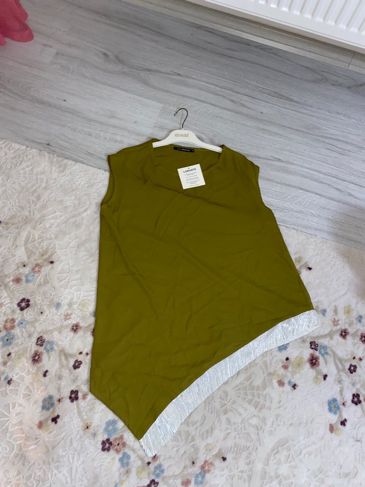 Kolsuz Kısa Kesim Keten Bluz - Görsel 5