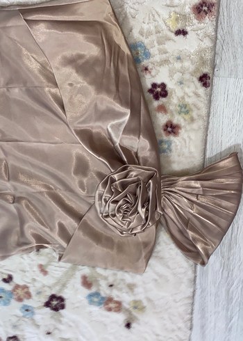 Bej Drapeli Straplez Abiye Elbise - Görsel 6