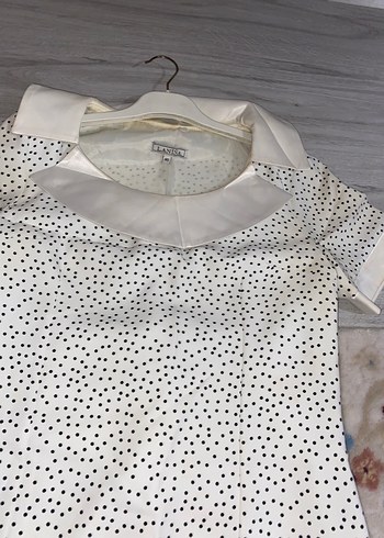 Puantiyeli Beyaz Kısa Kollu, Elbise L beden - Görsel 3