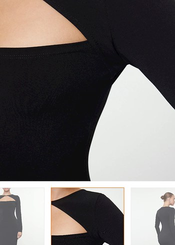 Siyah Uzun Kadın Elbise, Kayık Yaka, Minimalist - Görsel 2