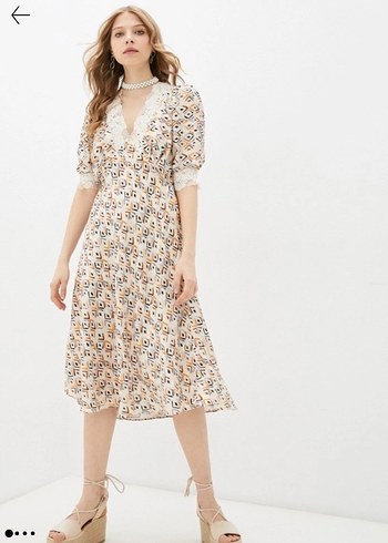 Dantel Detaylı V Yakalı Bohem Mini Elbise ADL markası - Görsel 2