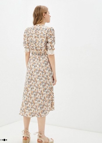 Dantel Detaylı V Yakalı Bohem Mini Elbise ADL markası - Görsel 3