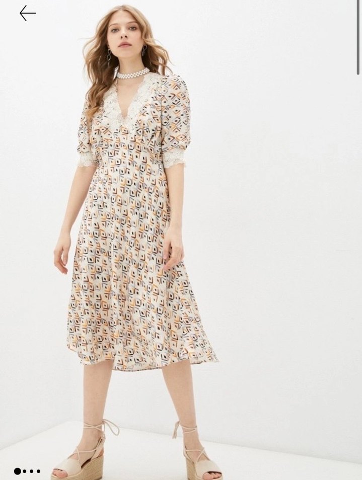 Dantel Detaylı V Yakalı Bohem Mini Elbise ADL markası - Görsel 2