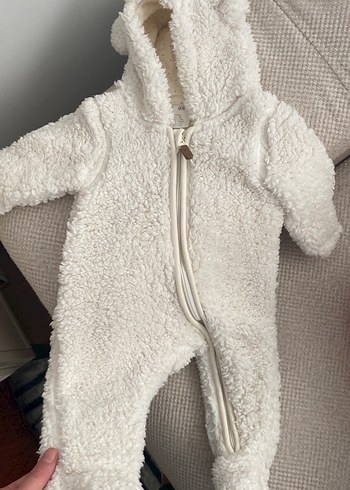 Beyaz Kürklü Bebek Kış Tulumu - Görsel 3
