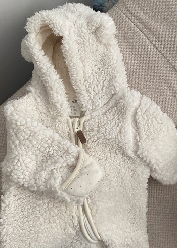 Beyaz Kürklü Bebek Kış Tulumu - Görsel 4