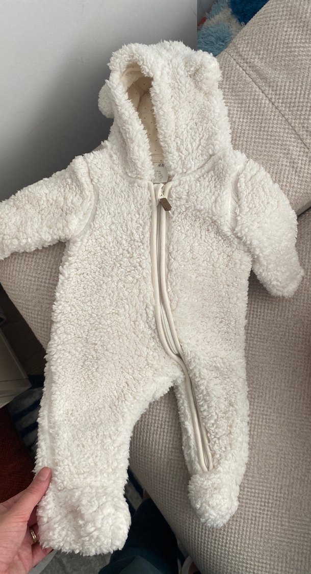 Beyaz Kürklü Bebek Kış Tulumu - Görsel 3