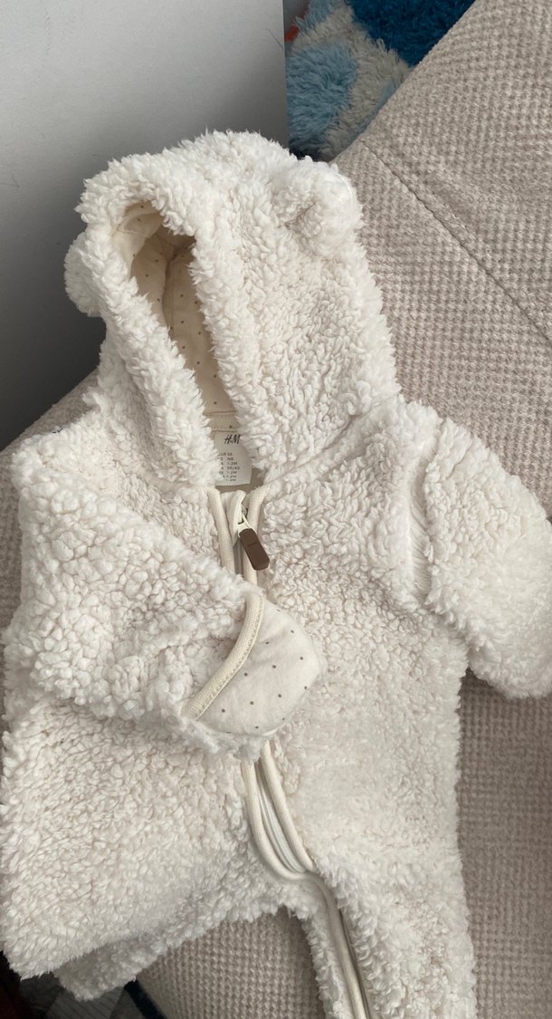 Beyaz Kürklü Bebek Kış Tulumu - Görsel 4