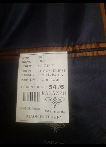 l Beden lacivert Renk Lacivert takım elbise