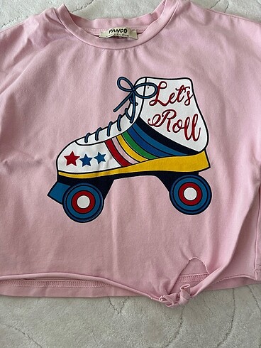 5 Yaş Beden pembe Renk Panço kız çoçuk crop tshirt