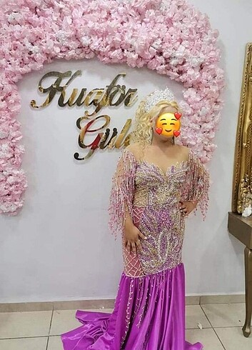 Taşlı saten abiye