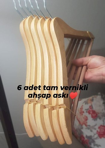 6'lı Tam Vernikli Ahşap Askı Seti