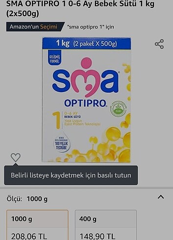 SMA OPTIPRO 1 0-6 Ay Bebek Sütü 500 gram 