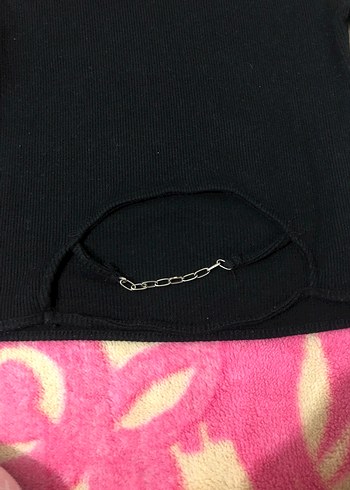 Siyah Zincir Detaylı bluz - Görsel 2